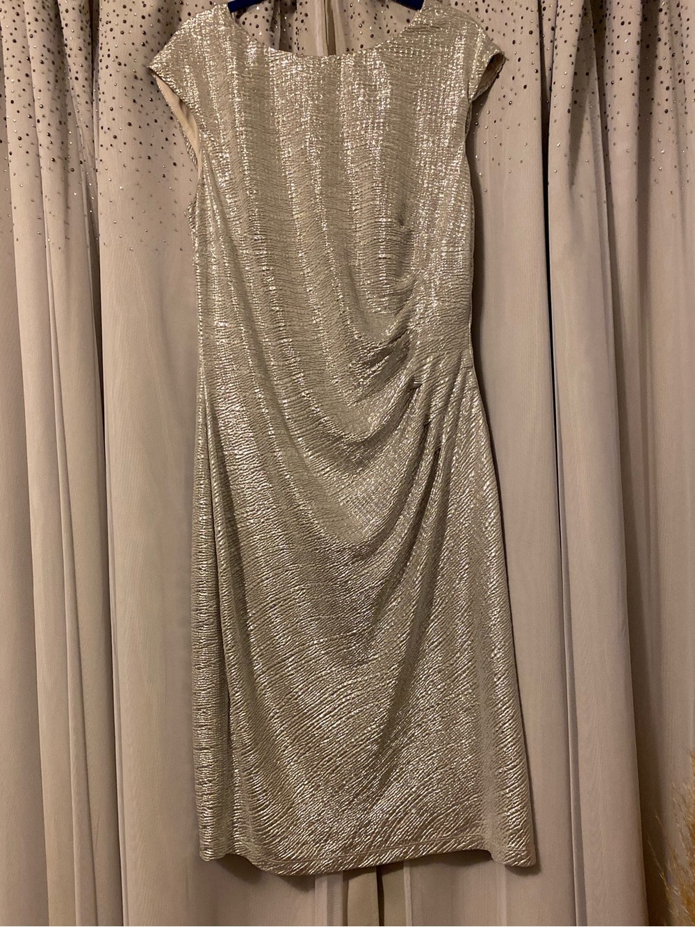 Anne Klein Metallic Gold Midi Dress